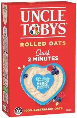 IGA Uncle Tobys Quick or Traditional Rolled Oats 500g offer