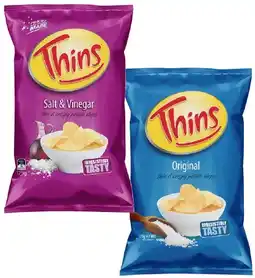 IGA Thins Chips 150‑175g or Thins Onion Rings 85g Selected Varieties offer