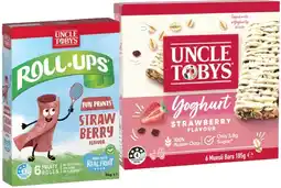 IGA Uncle Tobys Muesli Bars 5‑6 Pack or Roll‑Ups 6 Pack Selected Varieties offer