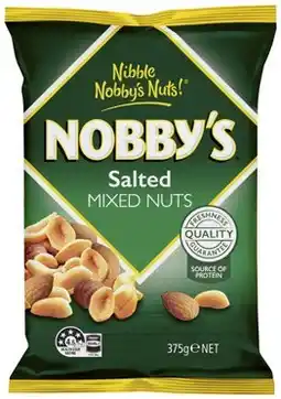 IGA Nobby’s Salted Mixed Nuts 375g or Snack Mix 275g offer