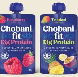 IGA Chobani Fit Protein Greek Yogurt Pouch 140g Selected Varieties offer