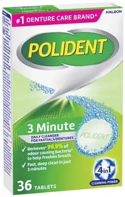 IGA Polident 3 Minute Daily Denture Cleanser Tablets 36 Pack offer