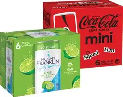IGA Coca‑Cola, Sprite, Fanta, Mount Franklin or Deep Spring 6x250mL Selected Varieties offer