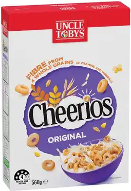IGA Uncle Tobys Cheerios 450‑560g Selected Varieties offer