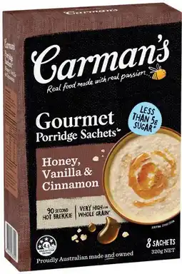 IGA Carman’s Porridge Sachets 6-8 Pack Selected Varieties offer