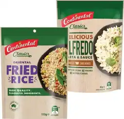 IGA Continental Pasta & Sauce 85‑105g or Rice 115‑125g Selected Varieties offer