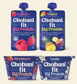 IGA Chobani Fit Protein Greek Yogurt Pot 160g or Pouch 140g Selected Varieties offer