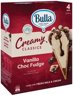 IGA Bulla Creamy Classics Ice Cream 4 Pack Selected Varieties offer