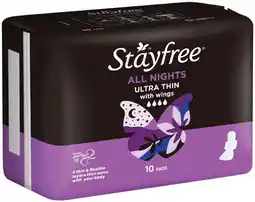 IGA Stayfree Pads 10‑16 Pack Selected Varieties offer