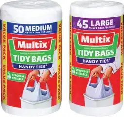 IGA Multix Handy Ties Tidy Bags Medium 50 Pack or Large 45 Pack offer