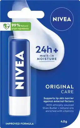 IGA Nivea 24h Melt‑In Moisture Lip Balm 1 Pack Selected Varieties offer