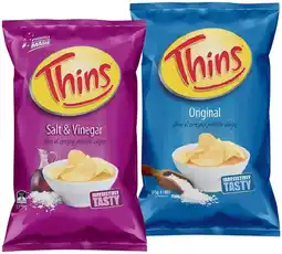 IGA Thins Chips 150‑175g or Thins Onion Rings 85g Selected Varieties offer