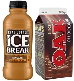 IGA Oak Flavoured Milk 600mL or Ice Break Real Coffee 500mL Selected Varieties offer
