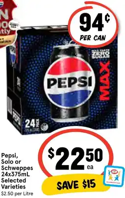 Ritchies Pepsi, Solo or Schweppes offer