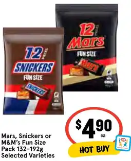 Ritchies Mars, Snickers or M&M's Fun Size Pack offer