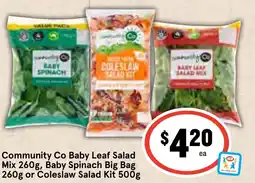 Ritchies Community Co Baby Leaf Salad Mix, Baby Spinach Big Bag or Coleslaw Salad Kit offer