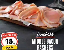 Ritchies Irresistible middle bacon rashers offer
