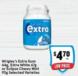 Ritchies Wrigley's Extra Gum, Extra White or Eclipse Chewy Mint offer