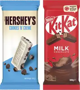 Coles Nestlé Block Chocolate 118g-180g or Hershey's Block 170g offer