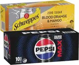 Coles Pepsi or Solo Soft Drink or Schweppes Sparkling Infused Water 10x375mL offer
