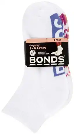 Coles Bonds Women's Cushion 1/4 Crew Socks 3 Pack offer