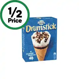 Woolworths Peters Drumstick Ice Cream 475-490ml Pk 4-6 – Excludes Plant Based – From the Freezer offer