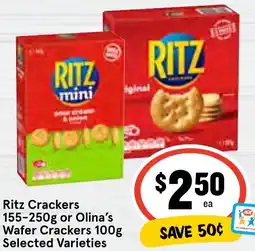 Ritchies Ritz Crackers or Olina's Wafer Crackers offer