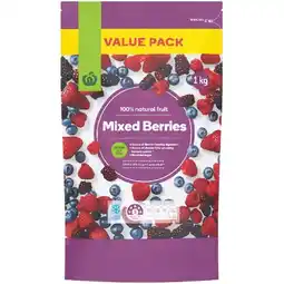 Woolworths Woolworths Frozen Mixed Berries 1 kg β From the Freezer offer