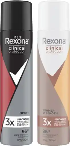 Coles Rexona Clinical Protection Antiperspirant Aerosol Deodorant 180mL offer