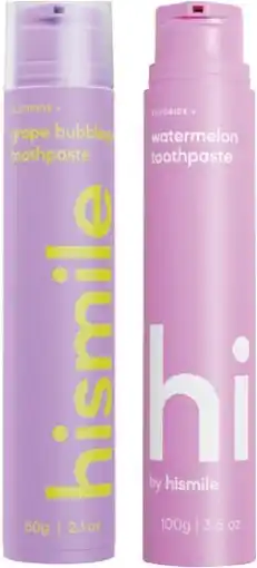 Coles Hismile Flavoured Toothpaste Grape Bubblegum or Watermelon 60g offer