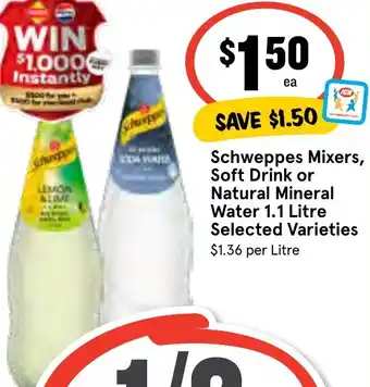 Ritchies Schweppes Mixers, Soft Drink or Natural Mineral Water offer