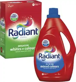 Coles Radiant Laundry Liquid 2 Litre or Powder 2kg offer