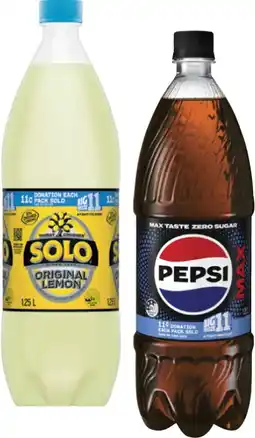 Coles Pepsi or Solo Soft Drink 1.25 Litre offer