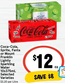 Ritchies Coca-Cola, Sprite, Fanta or Mount Franklin Lightly Sparkling Water offer