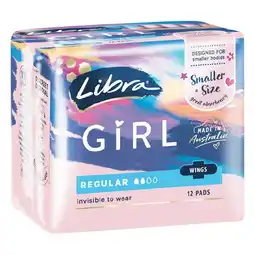 Woolworths Libra Girl Ultra Thin Pads Pk 12 offer