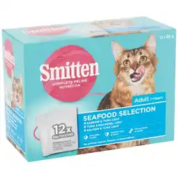 Woolworths Smitten Seafood Selection Adult Wet Cat Food Pk 12 x 85g offer
