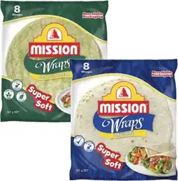 Coles Mission Wraps 8 Pack 567g offer
