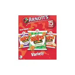 Woolworths Arnottβs Shapes Multipack Crackers 375g Pk 15 offer