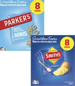 Coles Smith's Crinkle Cut or Parker's Pretzels 8 Pack 152g-200g offer