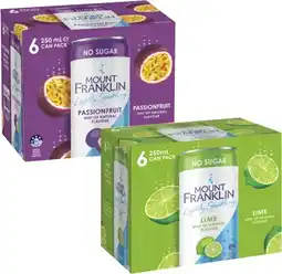 Coles Mt Franklin Sparkling Water Mini Cans 6x250mL offer