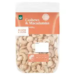 Woolworths Woolworths Cashews & Macadamias Roasted & Salted 400g Pack offer