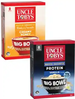 Coles Uncle Tobys Oats Big Bowl Sachets 368g offer