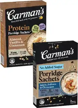 Coles Carman's Porridge Sachets 240g-320g offer