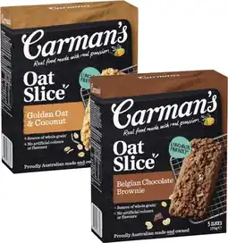 Coles Carman's Oat Slice 5 Pack 175g offer