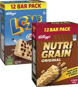 Coles Kellogg's Nutri Grain or LCMs Bars 12 Pack 240g-264g offer