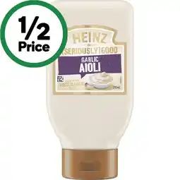 Woolworths Heinz Seriously Good Mayonnaise, Tartare or Aioli 295ml offer