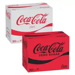Woolworths Coca-Cola Classic, Diet or Zero Sugar Soft Drink Varieties 30 x 375ml offer