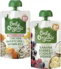 Coles Only Organic 4+ Months, 6+ Months or 8+ Months Baby Food Pouch 120g offer