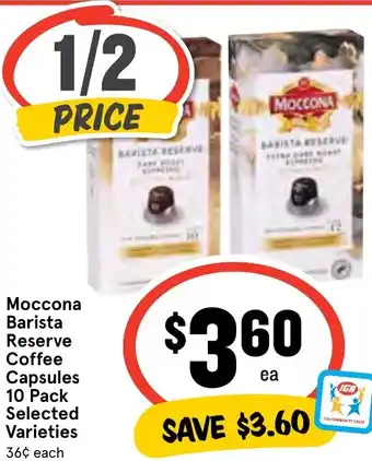 Ritchies Moccona Barista Reserve Coffee Capsules offer