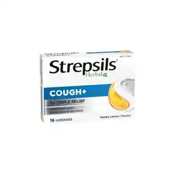 Woolworths Strepsils Herbal Cough, Blocked Nose, Sore Throat Lozenges Honey & Lemon Pk 16 offer
